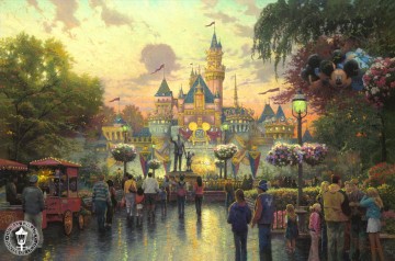 Disneyland 50e anniversaire Thomas Kinkade Peinture à l'huile